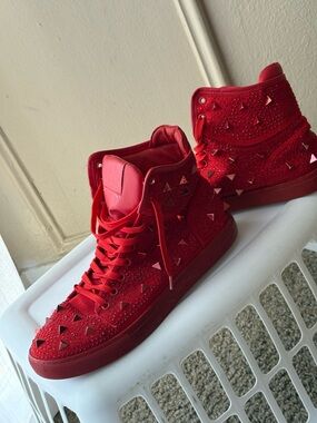 J75 by Jump Red Studded High-Top Sneakers